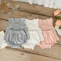 Load image into Gallery viewer, 2 Pieces Set Baby Girls Bow Tops And Solid Color Shorts Wholesale 230403493
