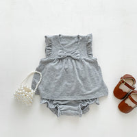 Load image into Gallery viewer, 2 Pieces Set Baby Girls Bow Tops And Solid Color Shorts Wholesale 230403493
