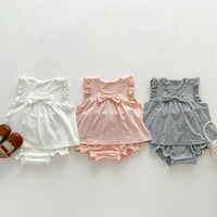 Load image into Gallery viewer, 2 Pieces Set Baby Girls Bow Tops And Solid Color Shorts Wholesale 230403493
