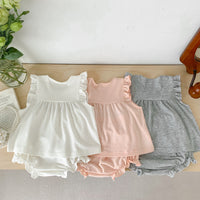 Load image into Gallery viewer, 2 Pieces Set Baby Girls Bow Tops And Solid Color Shorts Wholesale 230403493
