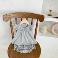 Load image into Gallery viewer, 2 Pieces Set Baby Girls Bow Tops And Solid Color Shorts Wholesale 230403493
