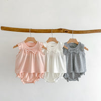 Load image into Gallery viewer, 2 Pieces Set Baby Girls Bow Tops And Solid Color Shorts Wholesale 230403493

