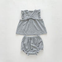 Load image into Gallery viewer, 2 Pieces Set Baby Girls Bow Tops And Solid Color Shorts Wholesale 230403493
