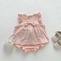 Load image into Gallery viewer, 2 Pieces Set Baby Girls Bow Tops And Solid Color Shorts Wholesale 230403493

