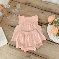 Load image into Gallery viewer, 2 Pieces Set Baby Girls Bow Tops And Solid Color Shorts Wholesale 230403493
