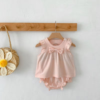 Load image into Gallery viewer, 2 Pieces Set Baby Girls Bow Tops And Solid Color Shorts Wholesale 230403493
