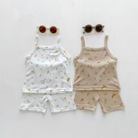 Load image into Gallery viewer, 2 Pieces Set Baby Girls Flower Print Tank Tops And Shorts Wholesale 230403501
