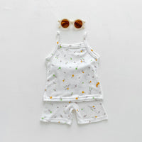 Load image into Gallery viewer, 2 Pieces Set Baby Girls Flower Print Tank Tops And Shorts Wholesale 230403501
