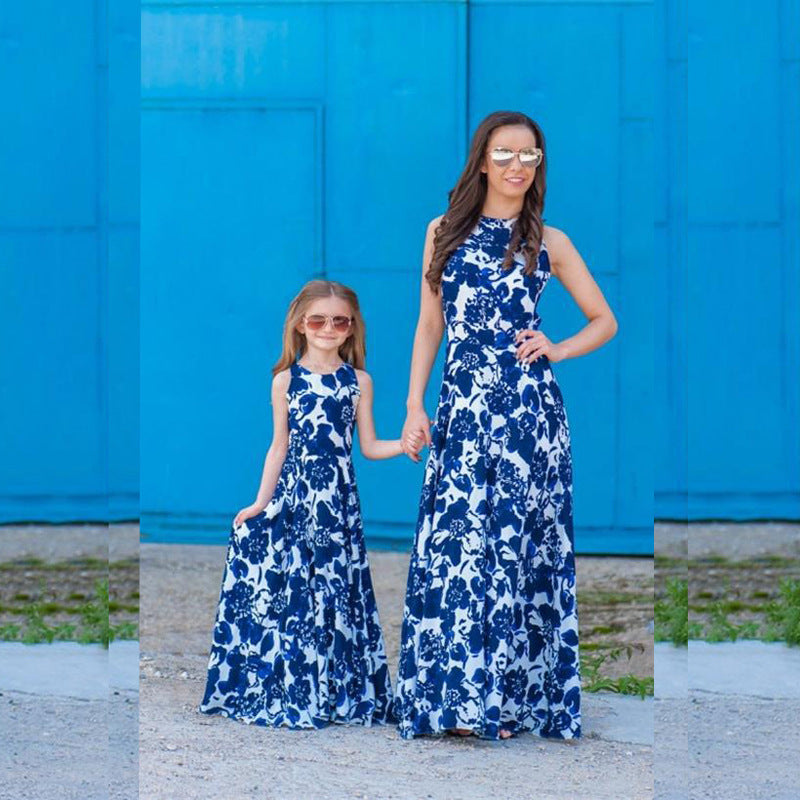 Mommy And Me Kid Flower Print Dresses Wholesale 23040352
