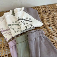 Load image into Gallery viewer, 2 Pieces Set Baby Unisex Letters Color-blocking Cartoon Print T-Shirts And Solid Color Shorts Wholesale 230403525
