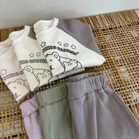 Load image into Gallery viewer, 2 Pieces Set Baby Unisex Letters Color-blocking Cartoon Print T-Shirts And Solid Color Shorts Wholesale 230403525
