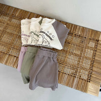 Load image into Gallery viewer, 2 Pieces Set Baby Unisex Letters Color-blocking Cartoon Print T-Shirts And Solid Color Shorts Wholesale 230403525
