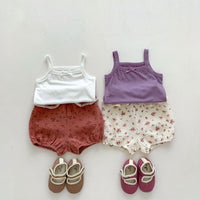 Load image into Gallery viewer, 2 Pieces Set Baby Girls Bow Tank Tops And Flower Print Shorts Wholesale 230403530
