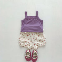 Load image into Gallery viewer, 2 Pieces Set Baby Girls Bow Tank Tops And Flower Print Shorts Wholesale 230403530

