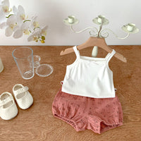 Load image into Gallery viewer, 2 Pieces Set Baby Girls Bow Tank Tops And Flower Print Shorts Wholesale 230403530
