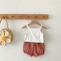 Load image into Gallery viewer, 2 Pieces Set Baby Girls Bow Tank Tops And Flower Print Shorts Wholesale 230403530
