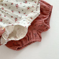 Load image into Gallery viewer, 2 Pieces Set Baby Girls Bow Tank Tops And Flower Print Shorts Wholesale 230403530
