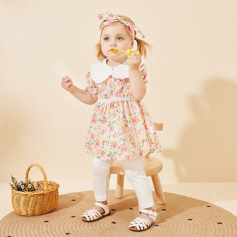 2 Pieces Set Baby Kid Girls Flower Tops And Solid Color Pants Wholesale 230407165