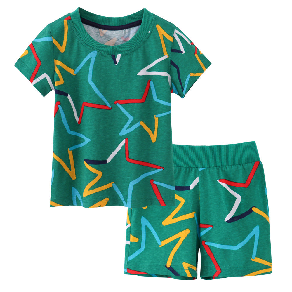 2 Pieces Set Baby Kid Boys Star Print T-Shirts And Shorts Wholesale 230407173