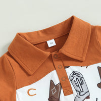 Load image into Gallery viewer, 2 Pieces Set Baby Kid Boys Print Polo Shirts And Solid Color Shorts Wholesale 230407180
