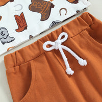 Load image into Gallery viewer, 2 Pieces Set Baby Kid Boys Print Polo Shirts And Solid Color Shorts Wholesale 230407180
