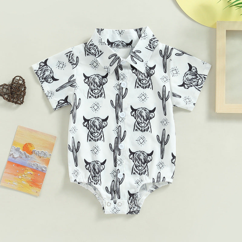 Baby Boys Animals Print Rompers Wholesale 230407181