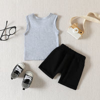 Load image into Gallery viewer, 2 Pieces Set Baby Kid Boys Letters Tank Tops And Solid Color Shorts Wholesale 230407206
