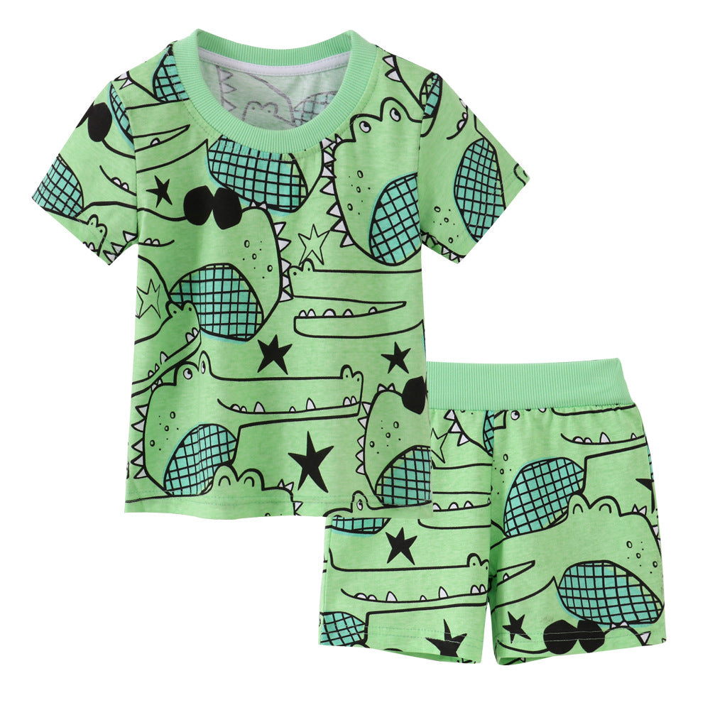 2 Pieces Set Baby Kid Boys Animals Cartoon Print T-Shirts And Shorts Wholesale 230407209