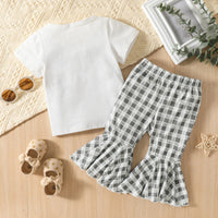 Load image into Gallery viewer, 2 Pieces Set Baby Kid Girls Letters Print T-Shirts And Checked Pants Wholesale 230407221
