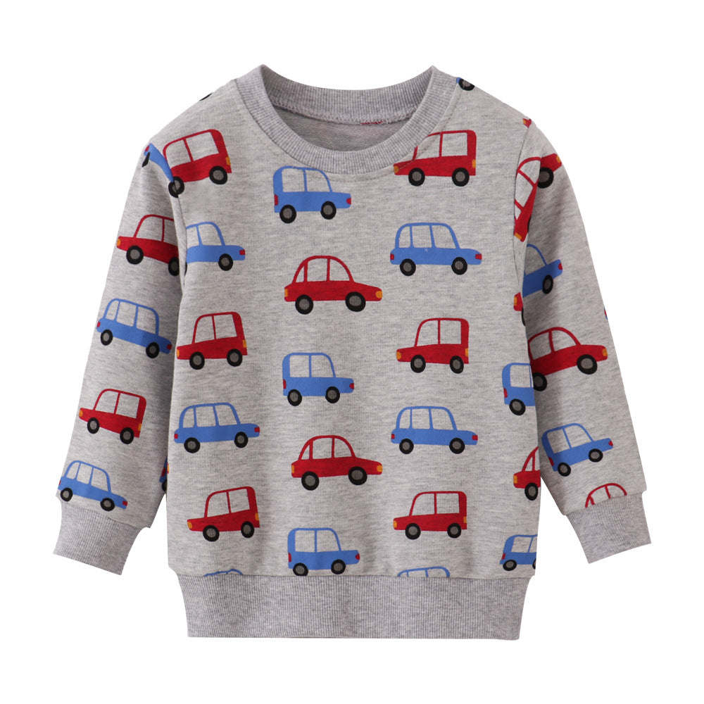 Baby Kid Boys Car Cartoon Print Hoodies Sweatshirts Wholesale 230407232