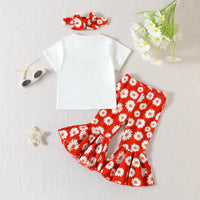 Load image into Gallery viewer, 3 Pieces Set Baby Kid Girls Letters T-Shirts Flower Pants And Bow Headwear Wholesale 230407485
