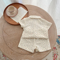 Load image into Gallery viewer, 2 Pieces Set Baby Girls Flower Print Tops And Shorts Wholesale 230407488
