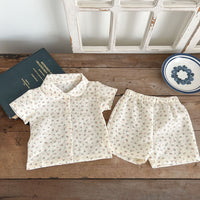 Load image into Gallery viewer, 2 Pieces Set Baby Girls Flower Print Tops And Shorts Wholesale 230407488
