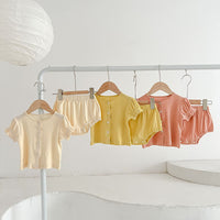 Load image into Gallery viewer, 2 Pieces Set Baby Girls Solid Color Tops And Shorts Wholesale 230407537
