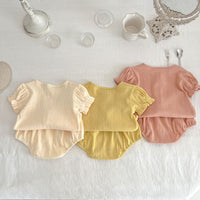 Load image into Gallery viewer, 2 Pieces Set Baby Girls Solid Color Tops And Shorts Wholesale 230407537
