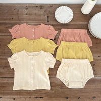 Load image into Gallery viewer, 2 Pieces Set Baby Girls Solid Color Tops And Shorts Wholesale 230407537
