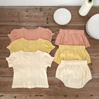 Load image into Gallery viewer, 2 Pieces Set Baby Girls Solid Color Tops And Shorts Wholesale 230407537
