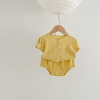 Load image into Gallery viewer, 2 Pieces Set Baby Girls Solid Color Tops And Shorts Wholesale 230407537
