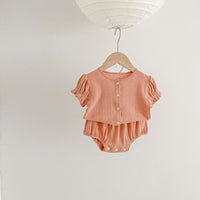 Load image into Gallery viewer, 2 Pieces Set Baby Girls Solid Color Tops And Shorts Wholesale 230407537

