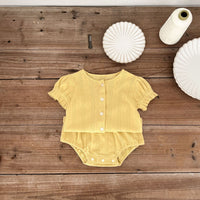 Load image into Gallery viewer, 2 Pieces Set Baby Girls Solid Color Tops And Shorts Wholesale 230407537
