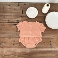 Load image into Gallery viewer, 2 Pieces Set Baby Girls Solid Color Tops And Shorts Wholesale 230407537
