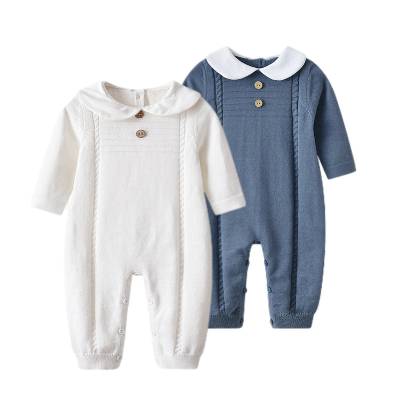 Baby Unisex Solid Color Crochet Jumpsuits Wholesale 24969582