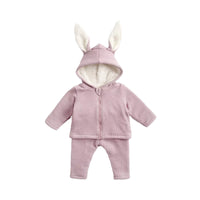 Load image into Gallery viewer, 2 Pieces Set Baby Kid Unisex Solid Color Muslin&amp;Ribbed Jackets Outwears And Pants Wholesale 264510434
