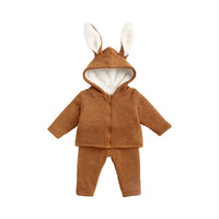 Load image into Gallery viewer, 2 Pieces Set Baby Kid Unisex Solid Color Muslin&amp;Ribbed Jackets Outwears And Pants Wholesale 264510434
