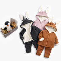 Load image into Gallery viewer, 2 Pieces Set Baby Kid Unisex Solid Color Muslin&amp;Ribbed Jackets Outwears And Pants Wholesale 264510434
