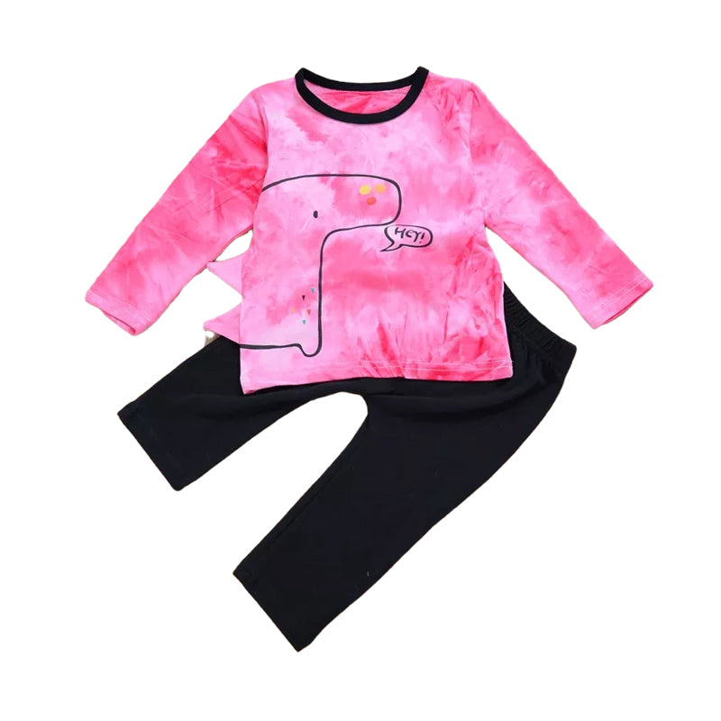 2 PCS Baby Girl Tie-dye Dinosaur Set Top & Trousers Wholesale 87002313