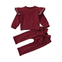 Load image into Gallery viewer, 2 PCS Flutter Sleeve Top Matching Belted Pants Set Wholesale 14644777
