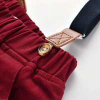 Load image into Gallery viewer, 2 PCS Kid Boy Gentleman Set Plaid Bowtie Shirt Matching Suspender Trousers Wholesale 94336262
