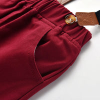 Load image into Gallery viewer, 2 PCS Kid Boy Gentleman Set Plaid Bowtie Shirt Matching Suspender Trousers Wholesale 94336262
