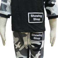 Load image into Gallery viewer, 2 PCS Kid Boy Letter Camo Half Sleeve Hooded With Shorts Outfit Wholesale 50102515
